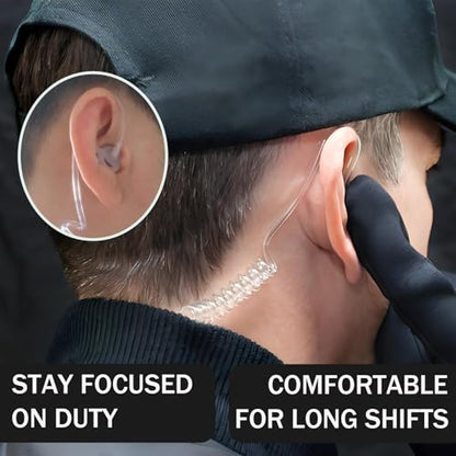 2 Pack Clear Acoustic Tube Replacement with Ear Fins Earmold | Two-Way Radio Police Earpiece Accessories, Soft Silicone Fins Anti-Slip Ear Mold Stable Fit - color: Clear