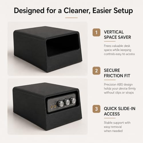 Desktop Stand for Fosi Audio K5 Pro DAC Amplifier – Vertical Space-Saving Holder | Stable Non-Slip Base | Easy Access Cable Management | Home Studio Audio Equipment