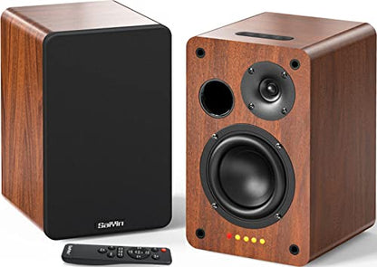 Saiyin Powered Bluetooth Bookshelf Speakers | 40W*2, 4 Inch Woofer, Bluetooth/Optical/Auxiliary/RCAInputs,Sub Out, TV/Turntable/Record Player/PC/Computer - size: 4 Inch Woofer