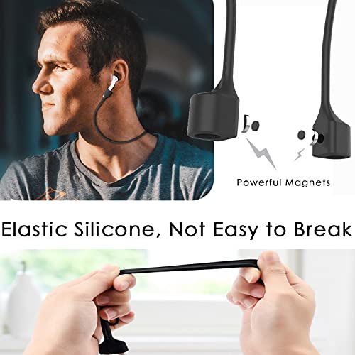 Mooyavia Ultra Strong Magnetic Anti-Lost Strap for AirPods Pro - Black | Compatible with AirPods Pro 3/2/1 & AirPods 4/3/2/1,Soft Silicone Sport Neck Lanyard,Lenth 29.9 in - color: B1-black