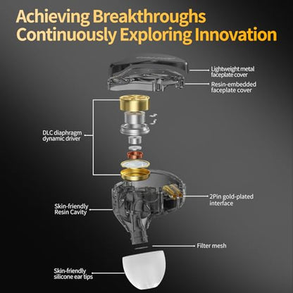 CCA CRA PRO in Ear Monitor Headphones, Ultra-Thin DLC Diaphragm Dynamic Driver Gaming Earbuds, Clear Sound & Deep Bass, IEMS for Singer Musicians Drummers DJ - color: Crystal, style: With Mic