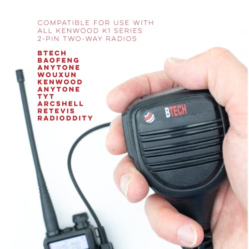BTECH QHM22 Weatherproof Heavy Duty IP54 Speaker Mic, Premium Commercial Grade Shoulder Mic for BAOFENG (UV-5R BF-F8HP), pxton, Retevis, Kenwood K1 Radios (Pack of 2) - size: Single (Pack of 2), style: QHM22 Single PTT Speaker Mic