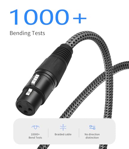2 Pack XLR Female to 1/4 TRS Cable 3FT – Braided Balanced Audio Cord, 3-Pin XLR Female to 6.35mm TRS Male Microphone Cable for Mixer, Active Speakers, Studio Equipment