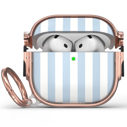 for AirPods 5/4 Case (2026/2024) with Double Safety Lock,Blue White Stripes - color: Blue White Stripes, size: AirPods 5/4 Case (2026/2024)