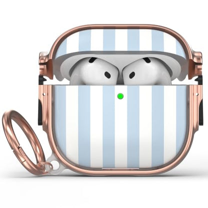 for AirPods 5/4 Case (2026/2024) with Double Safety Lock,Blue White Stripes - color: Blue White Stripes, size: AirPods 5/4 Case (2026/2024)