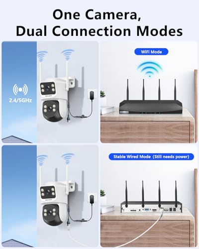 Wireless Security Camera System, 4MP PTZ WiFi Outdoor Video Surveillance | 350° PTZ Control, Color Night Vision, Motion Detection, 2-Way Audio, No Monthly Fee - size: 6-Cams 3TB HDD