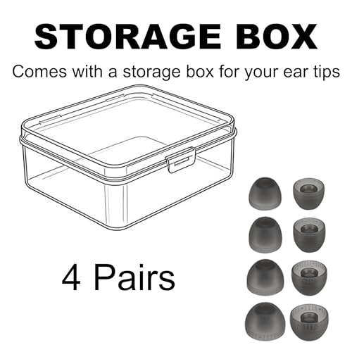 Replacement Ear Tips for Sony WF-C500 / WF-C510 / WF-C710N /WF-C700N | Soft Silicone Eartips with Portable Storage Box (4 Pairs, Black, L/M/S/XS) - size: L/M/S/XS