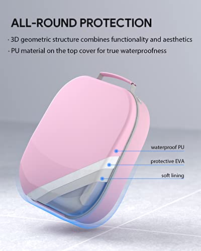 Hard Carrying Case for Meta Quest 3S/3 Oculus Quest 2 Pico 4 | Compatible with Vision Pro, Hard Travel Storage Case, Fits Elite & Battery Head Straps, (Pink )