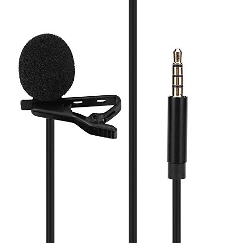 Professional Omnidirectional Portable Lavalier Microphone Wired with 1.5M Cable for Interview Recording for Mobile Phones 3.5mm Interface Plastic Material