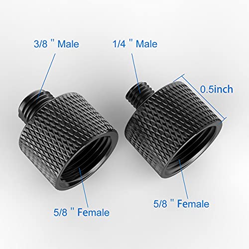 Donuts Mic Stand Adapter 5/8 to 3/8 and 5/8 to 1/4 Mic Thread Screw Adapter Combo Pack For Microphone Mounts and Stands 2 Pack Black