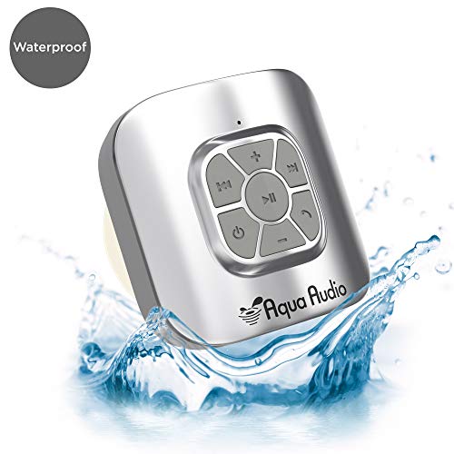 Shower Speaker Bluetooth Waterproof with Suction Cup - 10 Hours Playtime/Built-in Mic (Silver)