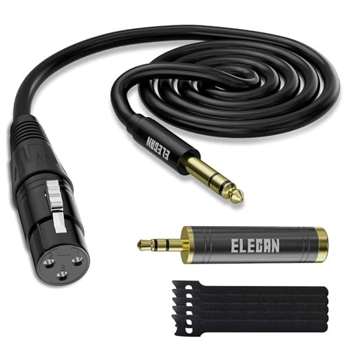 6.35mm (1/4 Inch) TRS Male to XLR Female Cable 6 Ft, Balanced Professional Shielded Stereo Microphone Cable Cord, Gold Plated for Mixer AMP Speaker Amplifier with 6.35 to 3.5mm Adapter+Ties - size: 6FT, style: 6.35mm to XLR Female
