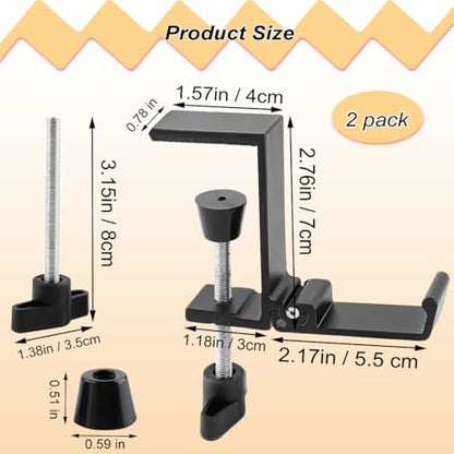 Aluminum Table Hooks 2 Pack, Foldable Under Desk Hooks for Backpack Headphone Purse, Portable Hanger, Heavy Duty Load, No Drill Tool-Free Installation, Space Saving Organizer Universal Fit