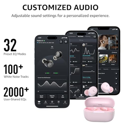 TOZO A1 Wireless Earbuds Bluetooth 5.3 Light Weight in Ear Headphones | IPX5 Waterproof, 2 Mics for AI Calls, Immersive Premium Sound Bass Ear buds with Charging Case, 32 Presets EQ via TOZO App - color: Rose Gold