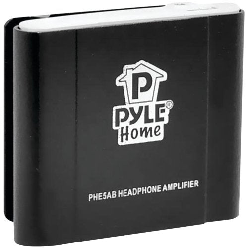 Pyle Home Bass Boosting Portable Headphone Amplifier-Mini Headphone Booster w/ Volume Adjustment, Rechargeable Battery, Metal Casing, USB/Stereo Cables, Works w/ iPod, MP3, Laptop, Mobile Phone PHE5AB