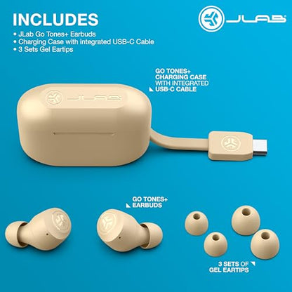 JLab Go Air Pop+ Tones True Wireless Earbuds, in Ear Headphones, Bluetooth Earphones, 35H Playtime Ear Buds, Bluetooth Earbuds with Microphone, USB-C Charging Case, Dual Connect, EQ3 Sound, (155 N) - color: G-155 N, style: Tones+