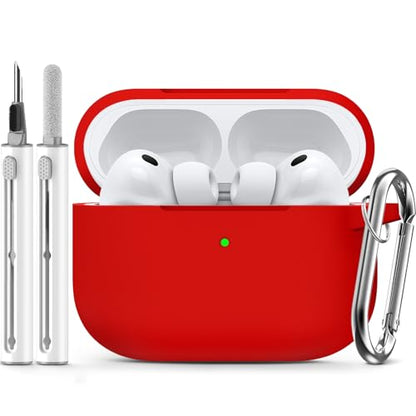 Ljusmicker for AirPods Pro 3 Case 2025 with Cleaner Kit,Deep Red | Soft Silicone Protective Cover for Apple AirPod Pro 3rd Generation Case with Keychain for Women Men,Shockproof - color: B1-Deep Red
