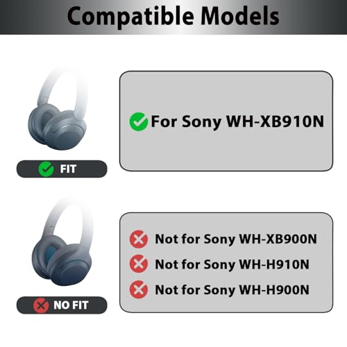 WH-XB910N Replacement Earpads Ear Cushions with Net and Buckle,Noise Canceling Headset Cover Ear Pads Repair Parts for Sony WH-XB910N Over-Ear Wired&Wireless Headphone(Blue) | Softer Protein Leather & High-Density Memory Foam Earpads for Sony YY2951, Adde