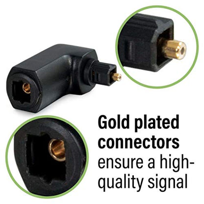C2G Optical Audio Cable Adapter, 90 Degree, Black, Universal Compatibility, Gold-Plated Connectors, 1 Count, 40016
