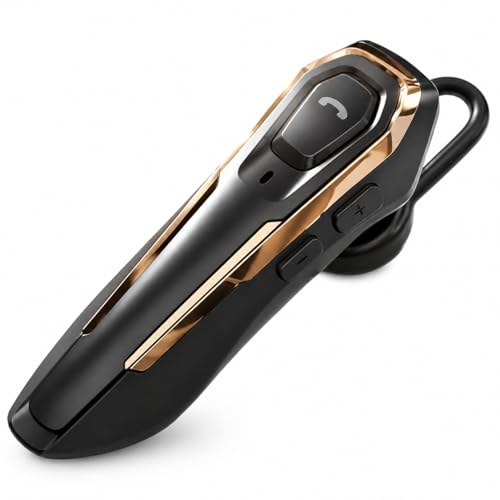 Hands-Free Bluetooth Headset V5.4, Bluetooth Earpiece Noise Canceling | 36Hrs Talk Time, Single Ear Headset for Work, Lightweight Wireless Earpiece with Mic (Gold)