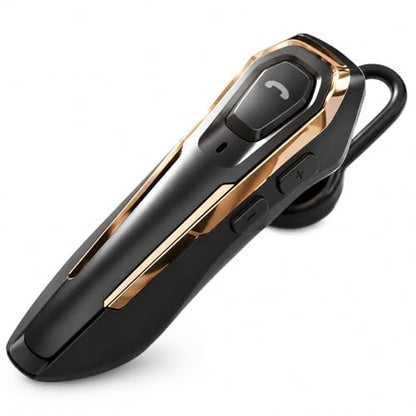 Hands-Free Bluetooth Headset V5.4, Bluetooth Earpiece Noise Canceling | 36Hrs Talk Time, Single Ear Headset for Work, Lightweight Wireless Earpiece with Mic (Gold)
