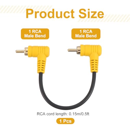 MECCANIXITY RCA Cable, 1RCA Male Bend to 1RCA Male Bend 0.5ft Audio Video Speaker Cable for Subwoofer Amplifier Home Theater DVD TV - size: 0.5ft, style: 1RCA Male Bend to 1RCA Male Bend