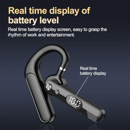 Single Bluetooth Phone Earpiece 48Hrs Earbud One Ear Piece Open Ear Bud Air Bone Conduction Earless Out of Ear Headphones Bluetooth Wireless Headset with Mute Microphone Earhook for Work