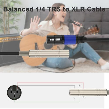 1/4“(6.35 mm) Female to XLR-Female 3-Pin Socket Audio Cord, 6.6 Foot, 2 Packs, 6.35mm TRS/TS to XLR Jack Adapter, High-Purity 4N OFC Conductors, for Audio Electronic Devices - size: 6.6 foot, style: 1/4 female to XLR female