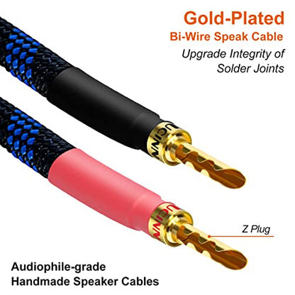 UCINNOVATE 11 AWG HiFi Gold Plated Speaker Wire, 20cm Audiophile OFC with BFA Banana Plugs, 4 Pack for HiFi Audio System, Bi-Wire Speaker Cables - size: Z Plug Bi-Wired Speaker Cable