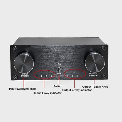 4 in 4 Out Audio Stereo 2.0 L R Audio Sound Selector Box, Dual Channel Lossless HiFi Sound Source Switcher, for DVD Game Consoles (U.S.