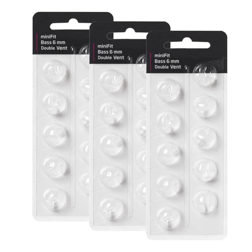 Hearing Aid Domes for Oticon MiniFit Double Vent Bass Domes: 3 Packs (6mm), Universal Domes for Oticon Hearing Aid Supplies - size: 3 Packs