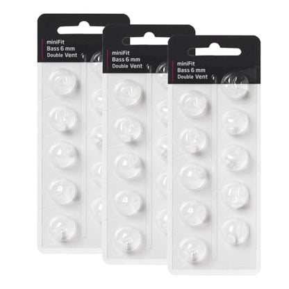 Hearing Aid Domes for Oticon MiniFit Double Vent Bass Domes: 3 Packs (6mm), Universal Domes for Oticon Hearing Aid Supplies - size: 3 Packs