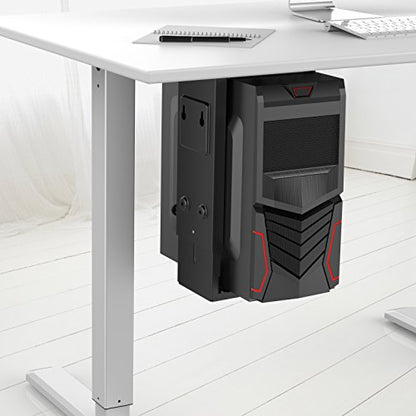 HumanCentric Adjustable Under Desk Computer Mount & Wall Mount, CPU Holder | Fits Most PC & Computer Cases, Adjustable Height & Width, Full 360 Swivel, Up to 22 lb, Hardware Included