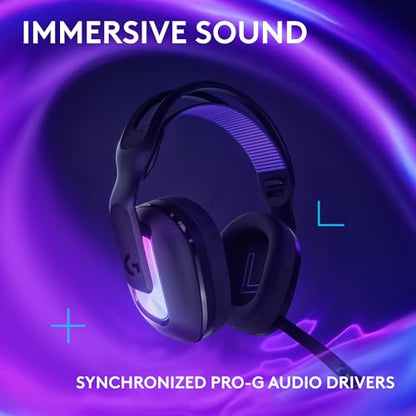 Logitech G522 Lightspeed Wireless Gaming Headset - Black | For PC, 2.4 GHz, Bluetooth & USB-C , <60 Hr Battery, 48 kHz/24 bit Audio, Detachable 48 kHz/16 bit Blue VO!CE Mic, RGB - color: Black