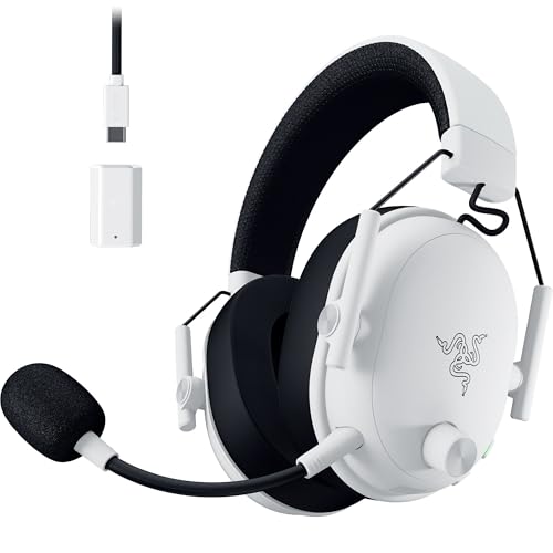 Razer BlackShark V3 Wireless PC Gaming Headset, 50mm Drivers, White | Super Wideband Mic, 2.4 GHz, Bluetooth, USB, Works with Mac, PS5, Nintendo Switch, Smartphone, 70 Hr Battery - color: White