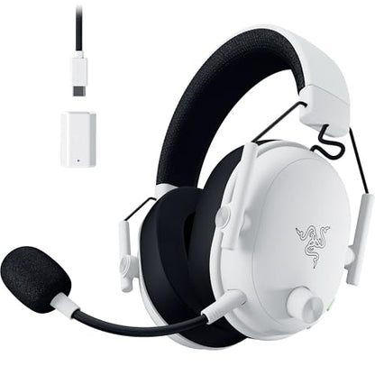 Razer BlackShark V3 Wireless PC Gaming Headset, 50mm Drivers, White | Super Wideband Mic, 2.4 GHz, Bluetooth, USB, Works with Mac, PS5, Nintendo Switch, Smartphone, 70 Hr Battery - color: White