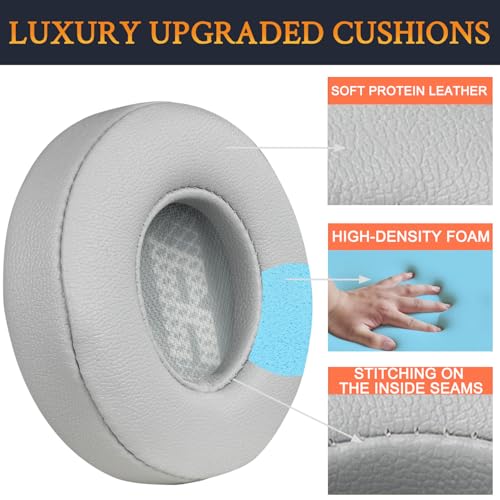 SOULWIT Replacement Ear Pads for JBL Live 400BT/Live 400 BT On-Ear Wireless Headphones, Earpads Cushions with Softer Protein Leather, Noise Isolation Foam - Grey - color: Grey