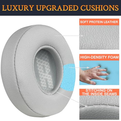 SOULWIT Replacement Ear Pads for JBL Live 400BT/Live 400 BT On-Ear Wireless Headphones, Earpads Cushions with Softer Protein Leather, Noise Isolation Foam - Grey - color: Grey