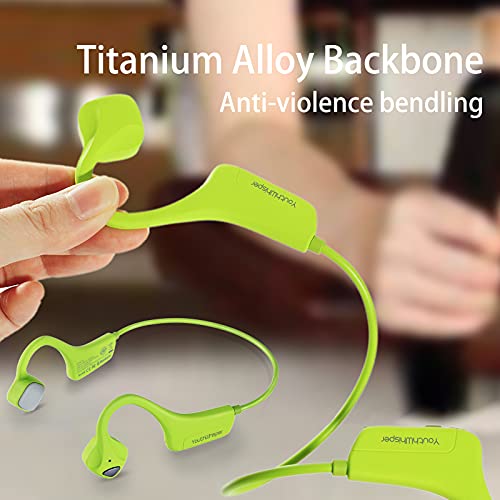 Bone Conduction Headphones Bluetooth, Open Ear Wireless Headset with Mic, Sweat Resistant Earbuds for Runnig Workout Hiking Running Fitness Walking (Green) - color: Green
