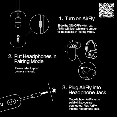 Twelve South AirFly SE, Bluetooth Wireless Audio Transmitter Adapter, Black | Bluetooth Adapter for AirPods/Headphones, 20+ Hr Battery, Works with 3.5mm aux Jacks on Airplanes, TVs, Gym Equipment, Travel - color: Black, style: AirFly SE