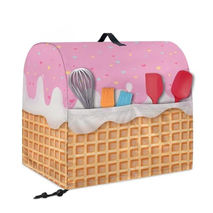 Stand Mixer Cover with Adjustable Drawstring, Cream Print Water Resistant Stand Blender Dust Cover Large Stnad Blender Cover Universal for Small Kitchen Appliances - color: Cream Print, size: S