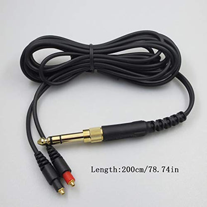 Replacement Dual Exit Audio Cable for Shure SRH1440 SRH1540 SRH1840 Headphones MMCX Earphone Cord Line, About 2 meters, Black