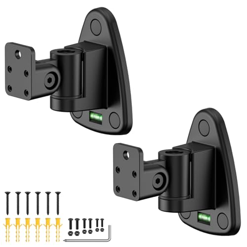 Universal Speaker Wall Mount for Speakers, Vertical 120°, Horizontal 180°Adjustment, Holds up to 30lbs, Compatible with Samsung , LG, Bose, JBL, KEF, Klipsch, Sony, Vizio & Others (2 Packs Black)