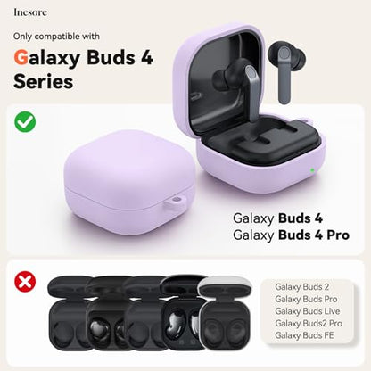 Inesore for Galaxy Buds 4 Pro & Galaxy Buds 4 Case (Purple) | Skin Friendly Silicone Material, with A Multifunctional Cleaning Pen Tool and Keychain, Scratch Resistant, Slip Resistant - color: Purple