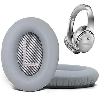 Replacement Ear Pads for Bose QuietComfort 35 35 II 15 25(qc 35 25 15/QC35 ii), Headphone Ear Covers, High Density Memory Cotton, Soft Leather, Adaptive Noise Isolation Headphones Pads Cushions - color: grey, style: QC35