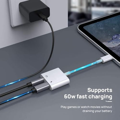 [Apple MFi Certified] iPhone Headphones Fast Charging Audio Adapter | 3Pack 2-in-1 Lightning to 3.5mm Headphone Jack Dongle Splitter,Supports Hi-Res Lossless Sound for iPhone 14/13/12/11/XS - color: White-L3pcs