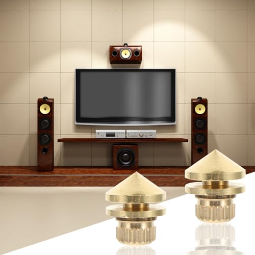 MERRYHAPY 4pcs Pure Copper Speaker Spikes for Turntable Base Isolation Speaker Pads for Studio Monitors Vibration Reduction