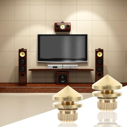 MERRYHAPY 4pcs Pure Copper Speaker Spikes for Turntable Base Isolation Speaker Pads for Studio Monitors Vibration Reduction