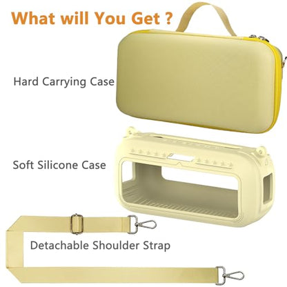 Protective Case for Bose SoundLink Max Portable Bluetooth Speaker | Accessories Hard Carrying Case and Silicone Cover Combo with Carrying Strap (Citrus Yellow) - color: Citrus Yellow