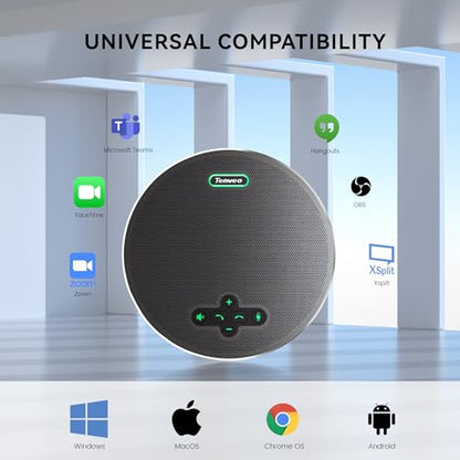 Tenveo MagiCall Pro Bluetooth Conference Speakerphone, Bluetooth/Dongle/USB, 8 AI Noise-Canceling Microphones, 360° Voice Pickup, 18H Talk Time, Compatible with Zoom, Teams & OBS, for 12–15 People